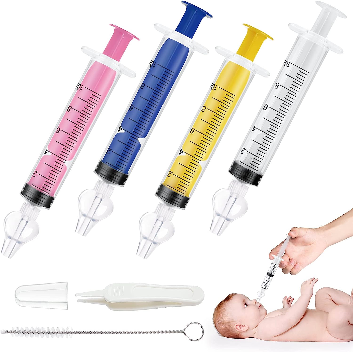baby nasal syringe color manual Nasal irrigation, with cleanable and reusable silicone nasal suction nozzle, with straw and clip
