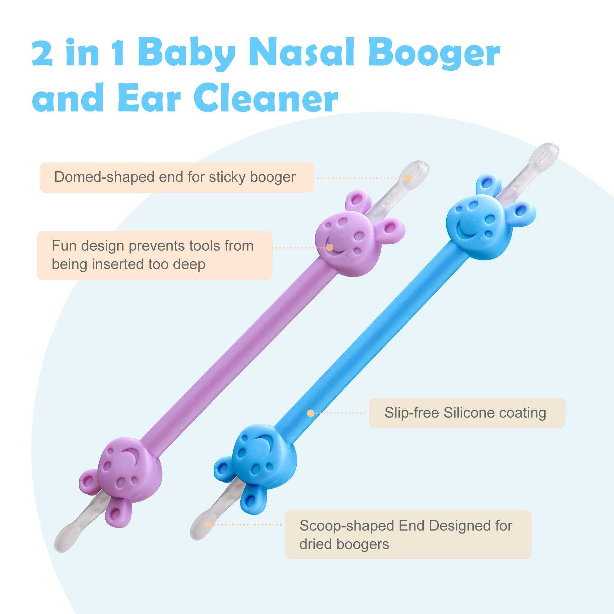 Silicone Newborns Kid Toddlers Safe Ears Nose Cleaning Tools Baby Nasal Infant Sticky Dried Boogers Picker Earwax Remover